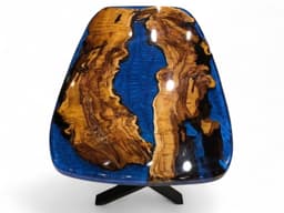 Blue Resin River Walnut Dining Table — detail 10