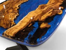 Blue Resin River Walnut Dining Table — detail 5