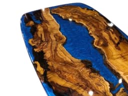 Blue Resin River Walnut Dining Table — detail 8
