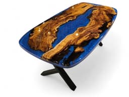 Blue Resin River Walnut Dining Table — detail 9
