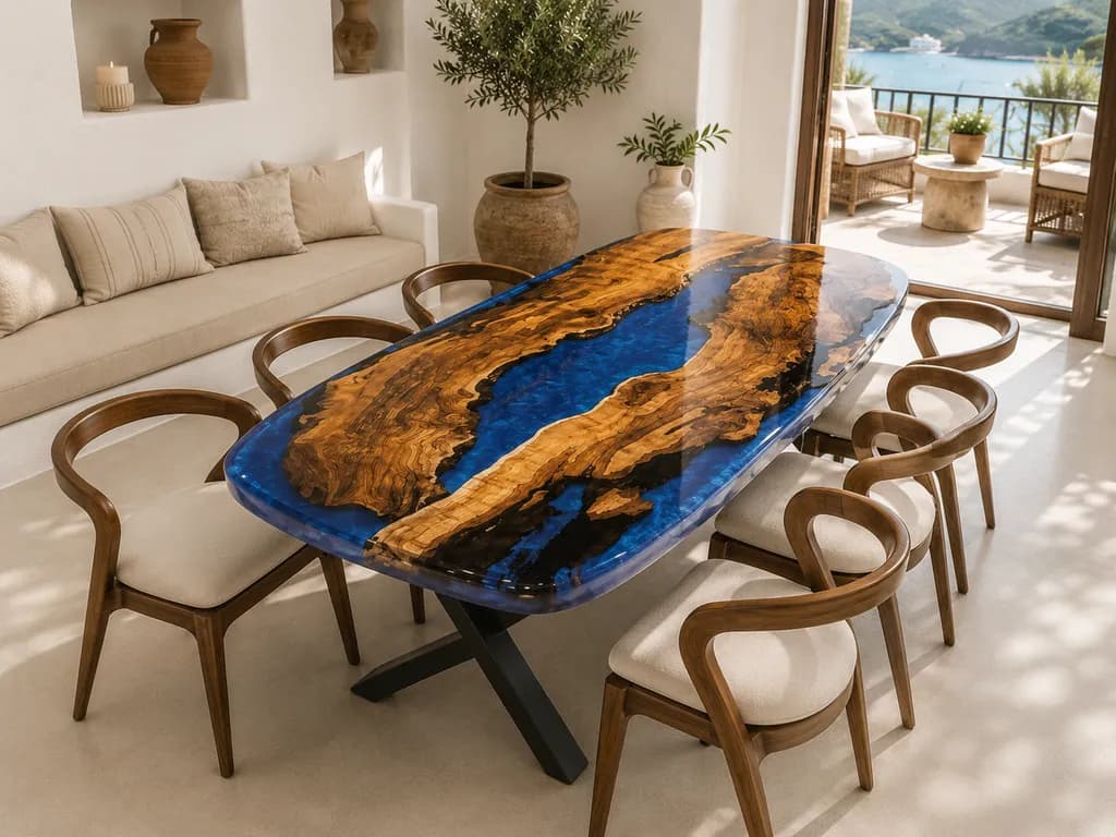 Epoxy Tables — handmade solid walnut collection, Lavinia Craft