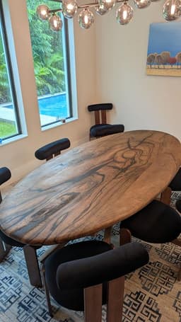 Customer photo from an Etsy review of Solid Walnut Oval Dining Table