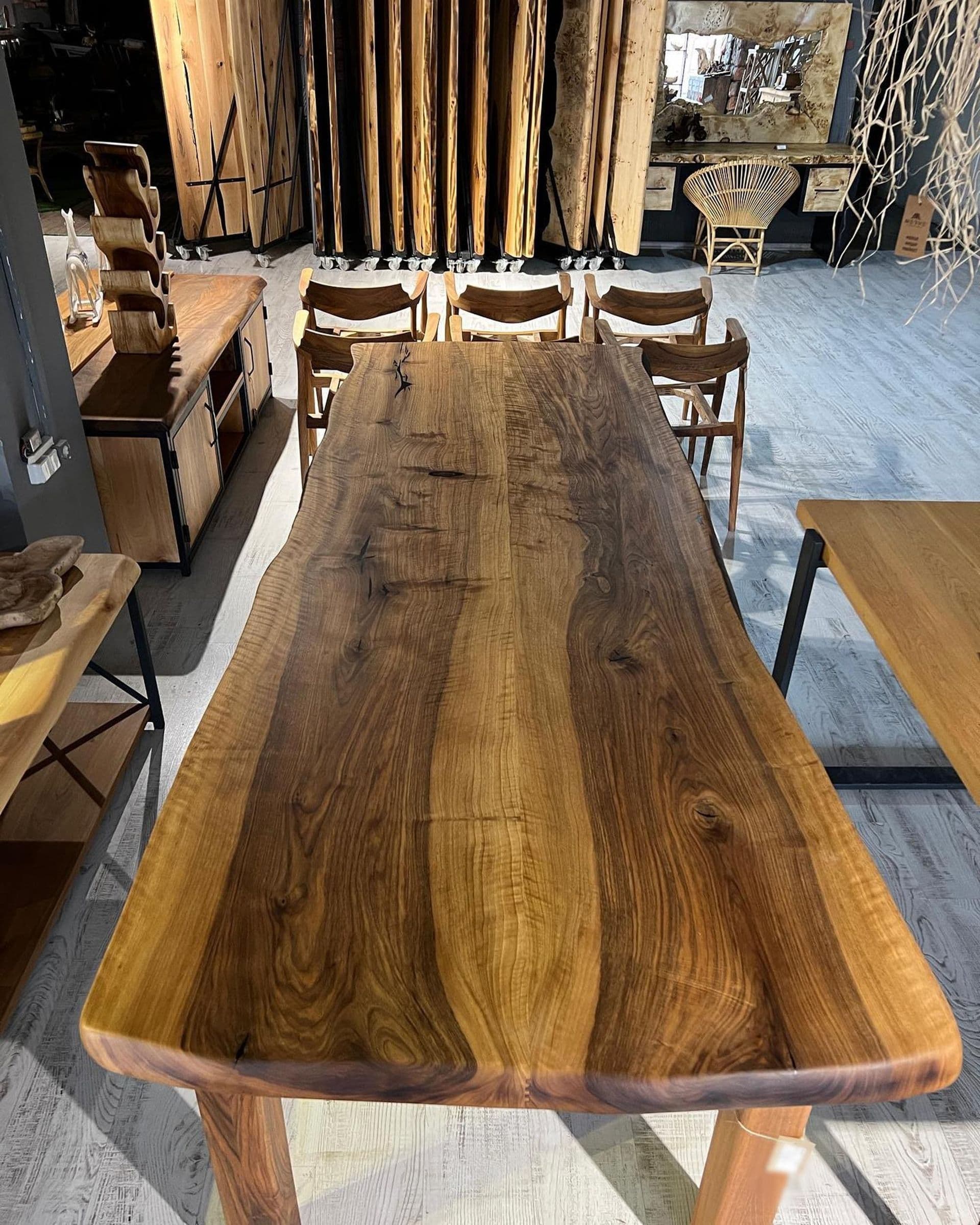 Live Edge Walnut Dining Table, Solid Wood — handmade in our workshop