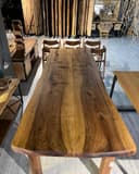 Live Edge Walnut Dining Table, Solid Wood, Metal Legs