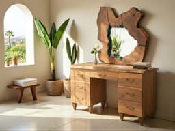Live Edge Walnut Dresser with Mirror — handmade in our workshop