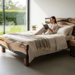 Live Edge Walnut Bed Frame with Epoxy — detail 10