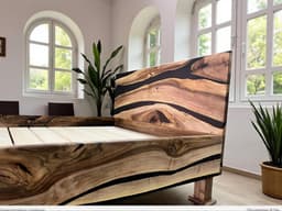 Live Edge Walnut Bed Frame with Epoxy — detail 2