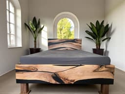 Live Edge Walnut Bed Frame with Epoxy — detail 3