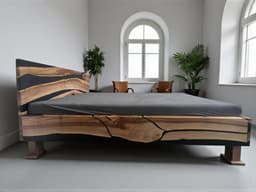 Live Edge Walnut Bed Frame with Epoxy — detail 5