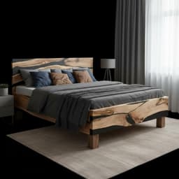 Live Edge Walnut Bed Frame with Epoxy — detail 6
