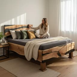 Live Edge Walnut Bed Frame with Epoxy — detail 7