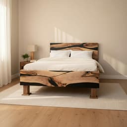 Live Edge Walnut Bed Frame with Epoxy — detail 8
