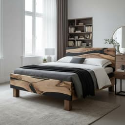 Live Edge Walnut Bed Frame with Epoxy — detail 9