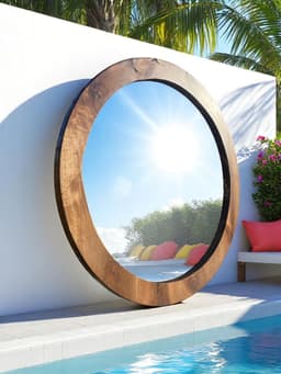 Round Walnut Wall Mirror — detail 2