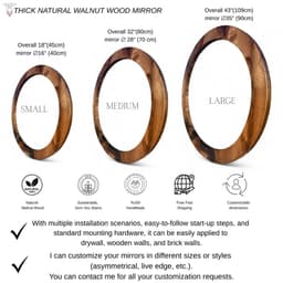Round Walnut Wall Mirror — detail 3