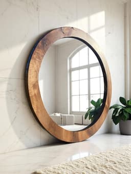 Round Walnut Wall Mirror — detail 4
