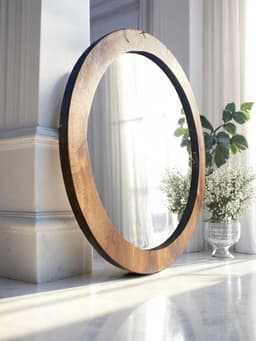 Round Walnut Wall Mirror — detail 5