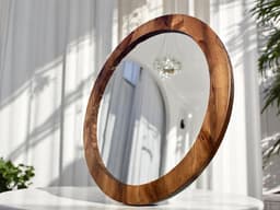 Round Walnut Wall Mirror — detail 8