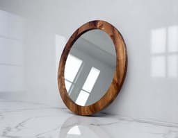 Round Walnut Wall Mirror — detail 9