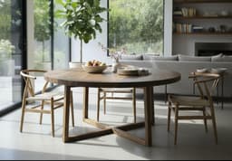 Solid Walnut Round Dining Table, Pedestal Base — detail 2