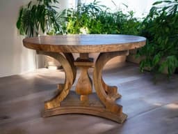 Solid Walnut Round Dining Table, Pedestal Base — detail 6