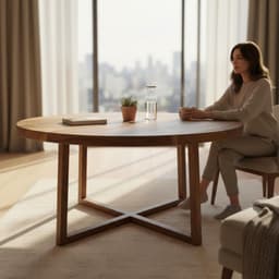 Solid Walnut Round Dining Table, Pedestal Base — detail 7