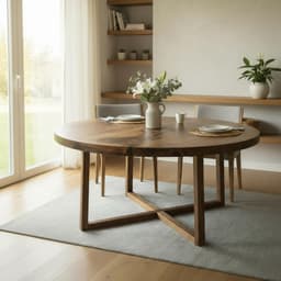 Solid Walnut Round Dining Table, Pedestal Base — detail 9
