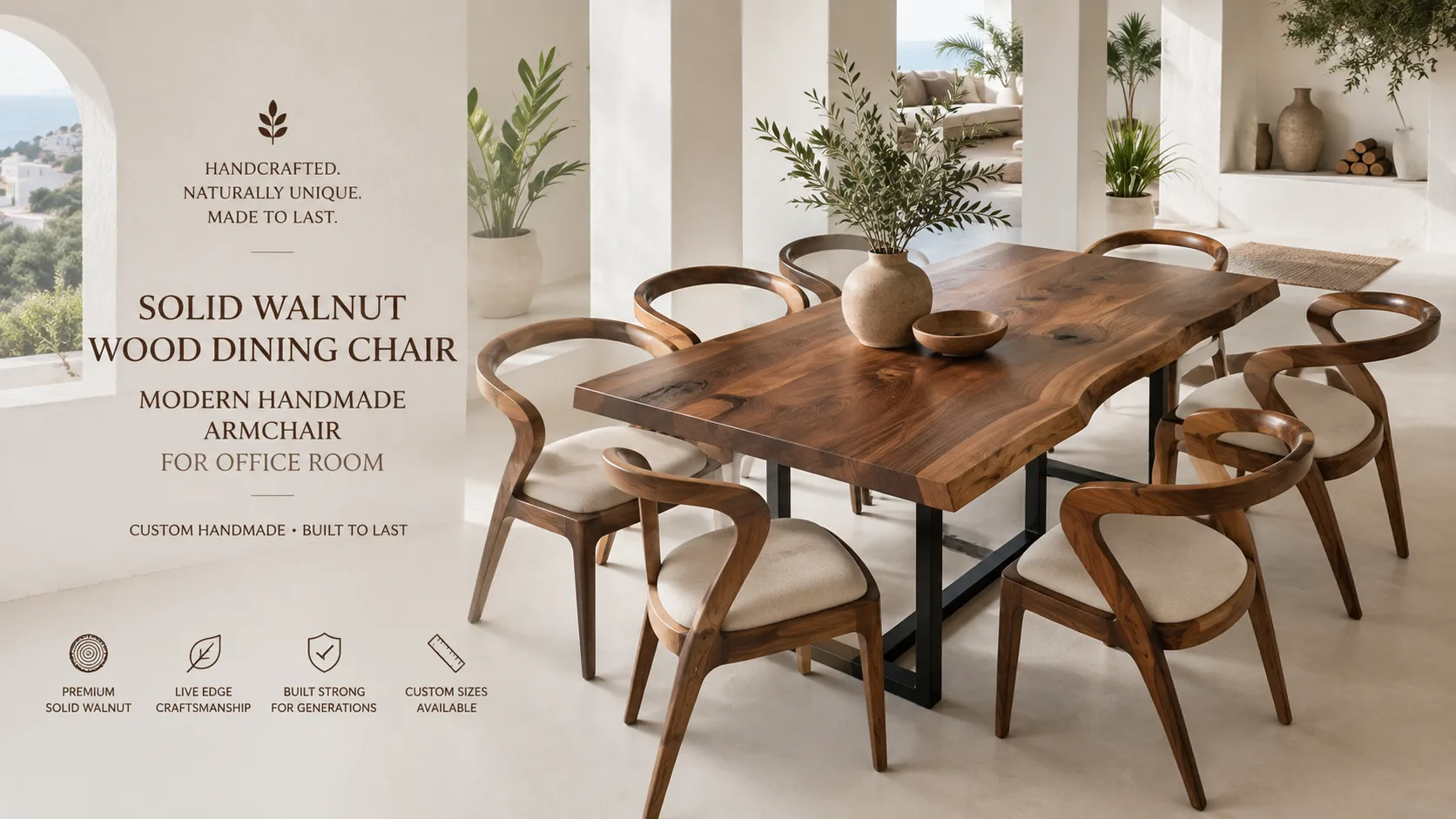 Solid Walnut Dining Chair — Lavinia Craft, handcrafted solid walnut